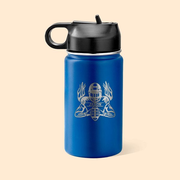 Personalisierte Fußball Kinder Sport Cup Fußball Wasserflasche w / Stroh Deckel