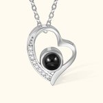 Collier Cœur Irrégulier Personnalisé avec Projection de Photo et Je t'aime en 100 Langues Cadeau Anniversaire de Mariage pour Femme