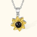 Personalized Sunflower with 100 Languages I Love You Photo Projection Necklace