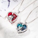 Personalized Dazzling Heart Crystal Zircon Penguin Couple Pendant Necklace with Engraved Names Valentine's Day Anniversary Gift for Loved One