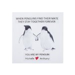 Personalised Dazzling Heart Crystal Zircon Penguin Couple Pendant Necklace with Engraved Names Valentine's Day Anniversary Gift for Loved One