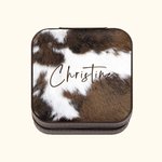 Personalised Cowgirl Cowhide Fur Travel Jewellery Storage Box Christmas Gift Wedding Gift for Family Bridesmaid
