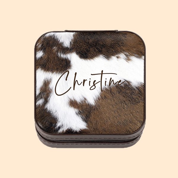 Cowhide Fur Travel Jewelry Storage Box