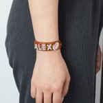 Personalized Soccer Volleyball Basketball Football Mom Leather Bracelet with Name and Bling Charm