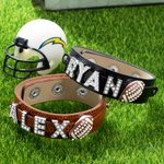 Personalized Soccer Volleyball Basketball Football Mom Leather Bracelet with Name and Bling Charm