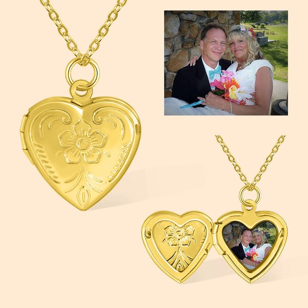 Gepersonaliseerde bloemen hart zakje ketting met foto Memorial Jewelry Gift