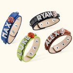 Personalized Soccer Volleyball Basketball Football Mom Leather Bracelet with Name and Bling Charm