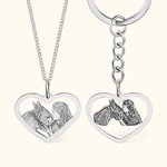 Porte-Clé ou Collier Cœur Personnalisé avec Photo Gravée Portrait avec Cheval Cadeau Anniversaire pou Amoureux de Cheval
