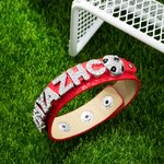 Personalized Soccer Volleyball Basketball Football Mom Leather Bracelet with Name and Bling Charm