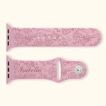 Personalized Silicone Birth Flower Laser Printed Watch Band for Apple Samsung Gift for Women