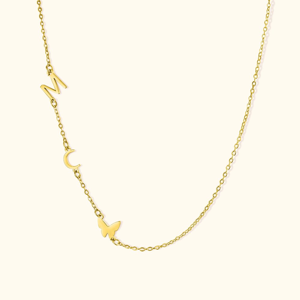 Collier Femme avec Initiale Personnalisée Breloque Papillon Cadeau Anniversaire Fête
