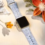 Personalized Silicone Birth Flower Laser Printed Watch Band for Apple Samsung Gift for Women