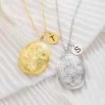 Médaillon en Laiton Personnalisé avec Photo et Initiale Collier Gravure Rétro Cadeau Anniversaire Souvenir Noël pour Femme