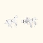 Boucle d'Oreilles en Forme de Cheval Galopant Personnalisé avec Initiale Bijoux d'Argent Cadeau d'Anniversaire Saint-Valentin pour Amatrice de Cheval