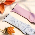Personalized Silicone Birth Flower Laser Printed Watch Band for Apple Samsung Gift for Women