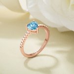 Personalised Heart Birthstone Zircon Sterling Silver Promise Ring with Engraved Text Dainty Jewellery Birthday Mother's Day Wedding Gift for Women Girls