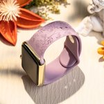 Personalized Silicone Birth Flower Laser Printed Watch Band for Apple Samsung Gift for Women
