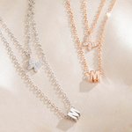 Personalized Initials and Butterfly Layered Necklace Gifts for Her