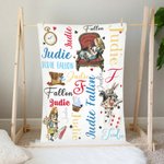 Personalisierte Alice im Wunderland weiche Fleecedecke mit Namen Geschenk für sie