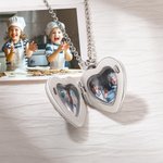 Personalized Sunflower Heart Locket Necklace with 2 Photos and Text Memorial Christmas Birthday Mother's Day Gift for Women