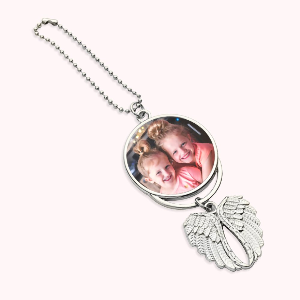Pendentif photo commémoratif personnalisé Ailes d'ange