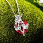 Personalized Birth Month Butterfly Zircon Crystal Heart Pendant Necklace with 1-6 Engraved Name Birthday Mother's Day Gift for Women