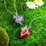 Personalized Birth Month Butterfly Zircon Crystal Heart Pendant Necklace with 1-6 Engraved Name Birthday Mother's Day Gift for Women