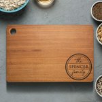 Planche à découper en bambou gravée avec texte Cadeau de pendaison de crémaillère pour la famille