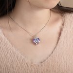 Personalized Birth Month Butterfly Zircon Crystal Heart Pendant Necklace with 1-6 Engraved Name Birthday Mother's Day Gift for Women