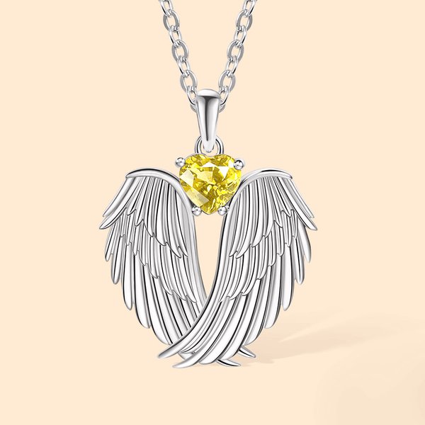 Personalisierte Engelsflügel mit Geburtsstein Halskette für Frauen Mädchen Gedenkschmuck Geschenke