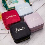 100% italienischer Samt personalisierte tragbare Schmuckkassette mit Name Travel Jewelry Box
