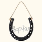 Fer à Cheval Pendant Personnalisé avec Nom Décoration Murale Cadeau Anniversaire Mariage pour Amoureux de Cheval