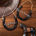 Fer à Cheval Pendant Personnalisé avec Nom Décoration Murale Cadeau Anniversaire Mariage pour Amoureux de Cheval