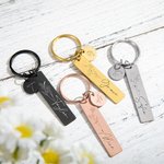 Personalized Name Birth Flower Stainless Steel Keychain with Initial Disc