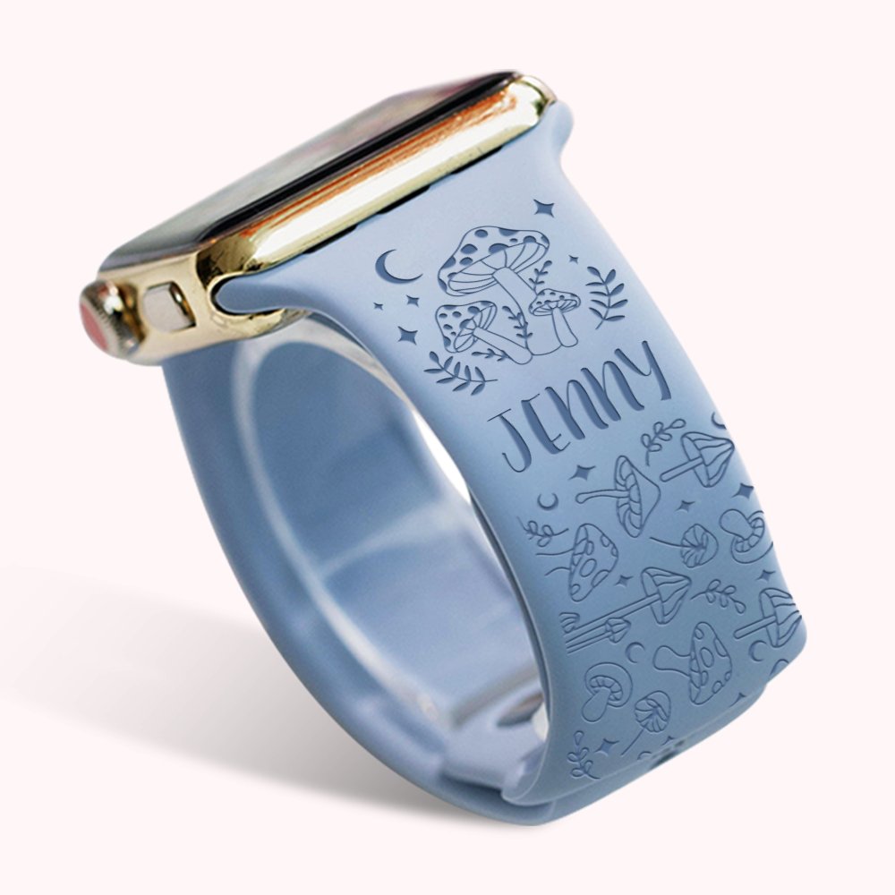 Bracelet de montre personnalisé imprimé au laser, design champignons, pour Apple Samsung
