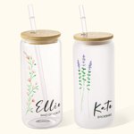 Personalized Wild Flower Birth Flower and Name Can Glass Tumbler 20oz Gift for Bridesmaid