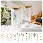 Personalized Wild Flower Birth Flower and Name Can Glass Tumbler 20oz Gift for Bridesmaid