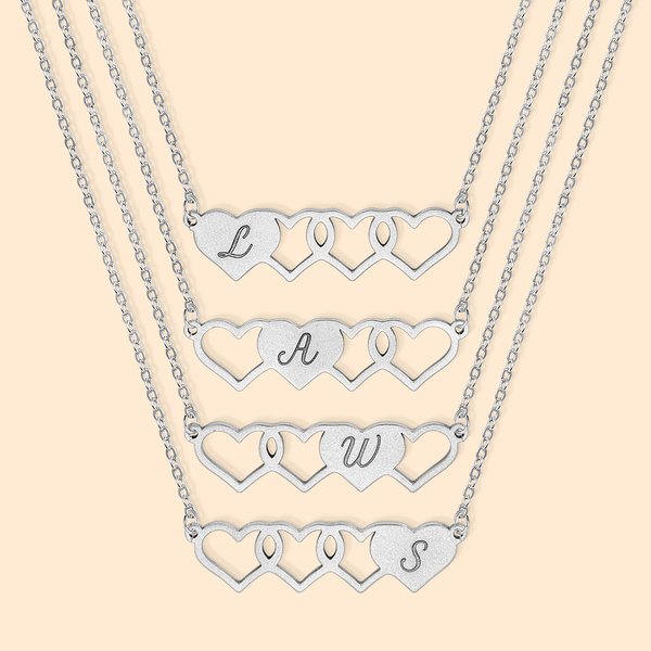 Juego personalizado de 2 collares de corazones con iniciales a juego para regalar a mejores amigas y hermanas