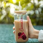 Verre à boire personnalisé avec mégaphone et pompons Cadeau pour pom-pom girl.