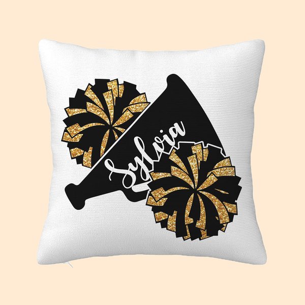 Megáfono personalizado y Pom Poms Cheerleader Almohada Funda de Cojín