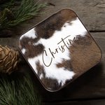 Personalised Cowgirl Cowhide Fur Travel Jewellery Storage Box Christmas Gift Wedding Gift for Family Bridesmaid
