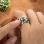 Anello girevole personalizzato con ape e fiori floreali a banda larga per meditazione ansia e stress regalo ideale per donne