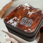 Personalised Cowgirl Cowhide Fur Travel Jewellery Storage Box Christmas Gift Wedding Gift for Family Bridesmaid