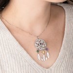 Personalized Dainty Dream Catcher Birthstone Necklace with 1-7 Engraved Names Mother's Day Birthday Gift for Women