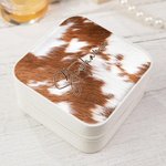 Personalised Cowgirl Cowhide Fur Travel Jewellery Storage Box Christmas Gift Wedding Gift for Family Bridesmaid
