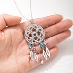 Personalized Dainty Dream Catcher Birthstone Necklace with 1-7 Engraved Names Mother's Day Birthday Gift for Women