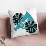 Megáfono personalizado y Pom Poms Cheerleader Almohada Funda de Cojín