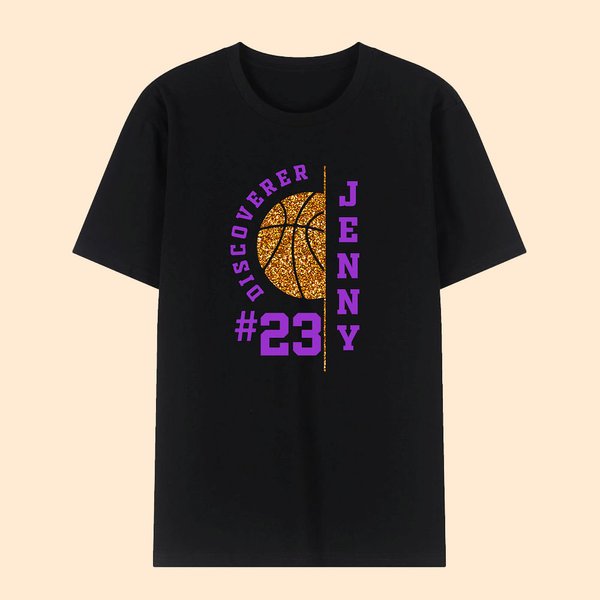 Maglietta personalizzata Glitter Baseball Calcio Basket con nome per gli amanti dello sport