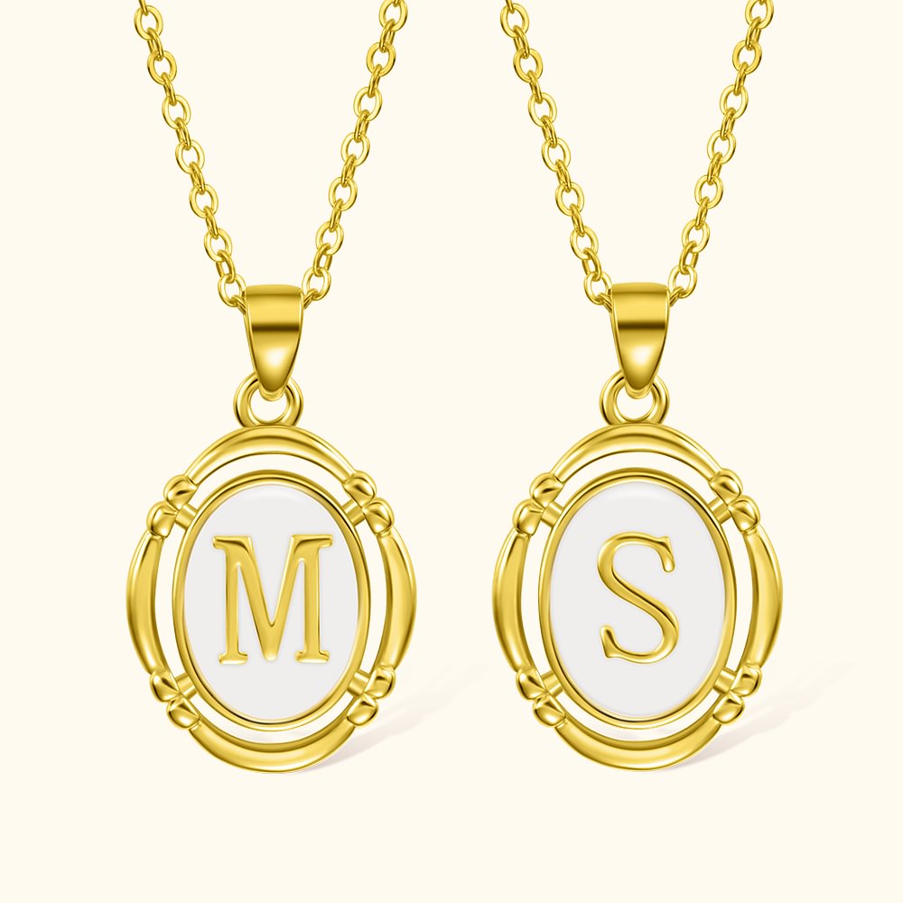 Collier Gravé Initiale Personnalisée Pendentif d'Argent en Revêtement Émaillé Cadeau Anniversaire Mariage pour Femme