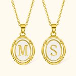 Collar Colgante Personalizado Letra Ovalada Collar Encanto Oro Esmalte Blanco